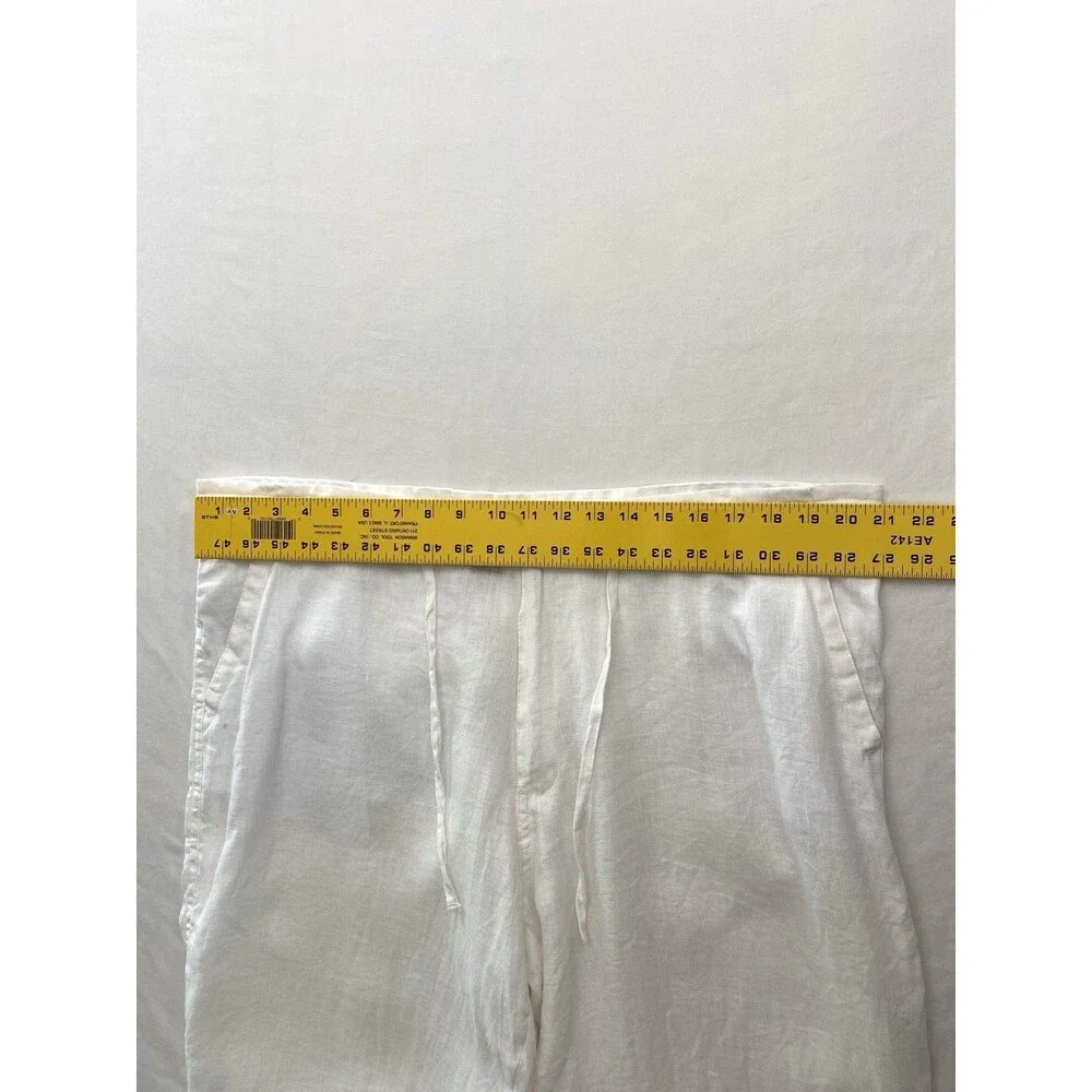 Bruno 100% Linen Pants Lightweight Pull On Drawstring Mens XL White Beach Resort